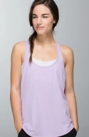 Lululemon Purple Silver Striped Singlet Athletic Tank 10 Women thumbnail 1
