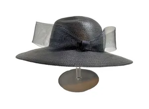 Nike Women's ROC Black Church Hat with Bow Size 6 1/2 Wide Brim thumbnail 1