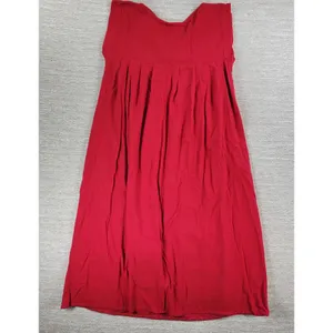 Handmade Mexican Dress M Red Embroidered Muumuu Floral Crochet Boho Hippie Midi thumbnail 9