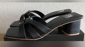 SM New York NEW Black Square Toe Block Heel Heeled Sandals Size 8.5 2” Heel thumbnail 3