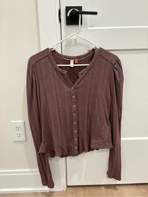 Pilcro By Anthropologie Puff Sleeve Cardigan Size Medium thumbnail 2