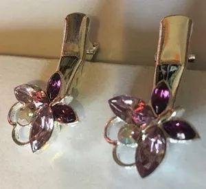 New Silver Pink And Purple Butterfly Jeweled Hair Clips thumbnail 3