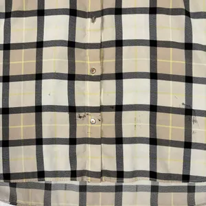 Calvin Klein Plaid Button-Up Blouse Women's M Beige Sheer Casual Fall Minimalist thumbnail 9