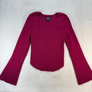 Maeve Anthropologie Top Bell Sleeve Square Neck Metallic Knit Blouse‎ Small thumbnail 1