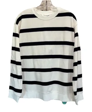 H&M Striped Oversized Knit Sweater Size M Long Sleeve Black/White Crew‎ EUC thumbnail 1