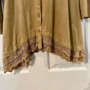 Monoreno Boho Hooded Ruffle & Crochet Dress Size Small thumbnail 2