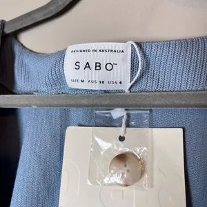 SABO Wyatt Ribbed Knit Relaxed Wrap Top Blue thumbnail 5