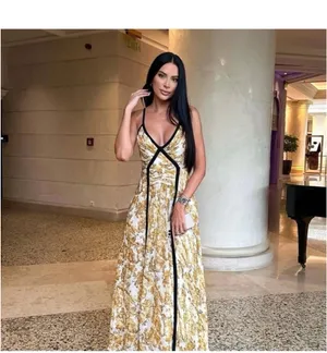 Zara Yellow Floral Maxi Dress with Black Piping thumbnail 3