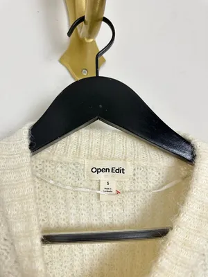 Nordstrom Open Edit Fuzzy Crewneck Cardigan in Ivory Size Small thumbnail 4