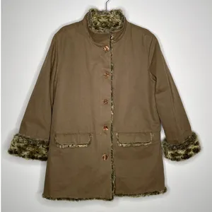 Vintage 2000s J.Jill Brown Faux Fur Lined Coat Jacket Size L thumbnail 5