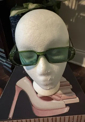 Transparent Green Rectangular Sunglasses thumbnail 1