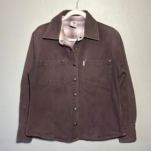 Carhartt Rare Vintage brown canvas flannel lined shirt jacket thumbnail 1