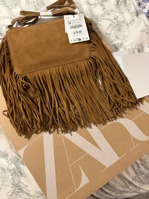 ZARA Fringed Leather Crossbody Bag thumbnail 3