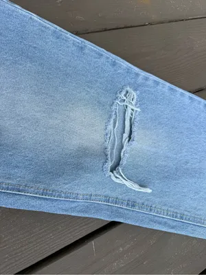 Edikted | Light Blue Distressed Wide-Leg Jeans thumbnail 3
