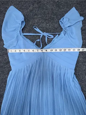 Lulu's Amalfi Coast Light Blue Pleated Flutter Sleeve Mini Dress thumbnail 8