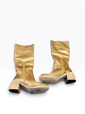 Free People Essential Tall Slouch Boots Metallic Gold Size 38 thumbnail 3