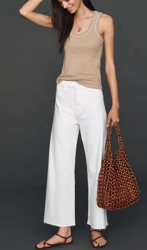 Pistola Penny High-Rise Crop Wide-Leg Jeans in Optic White thumbnail 1