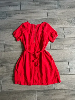 Forever 21 Bright Red Short Sleeve V-Neck Mini Dress thumbnail 3