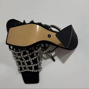 Zara Black Rhinestone Embellished Women's Sandals NWOT thumbnail 4