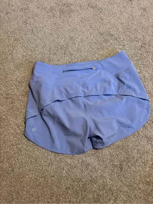 Lululemon Athletica Light Blue/Purple Hydrangea Speed Up MR 4” Lined Shorts thumbnail 4