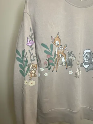 Disney Bambi Sweatshirt XXS Tan‎ Thumper Flower Graphic Crewneck thumbnail 6
