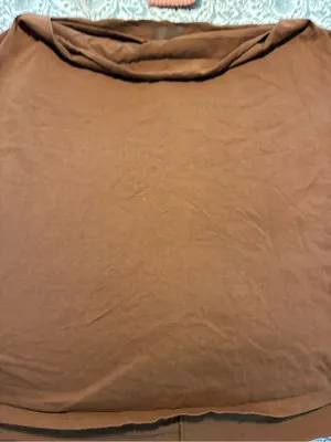 Nuuds Vintage Cotton Off The Shoulder T-Shirt Chocolate Size XL thumbnail 3