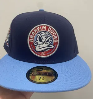 New Era Cap Hat club Anaheim Ducks NHL ANAHEIM ANGELS CROSSOVER Size 7 1/4 brand new sold out very rare thumbnail 1