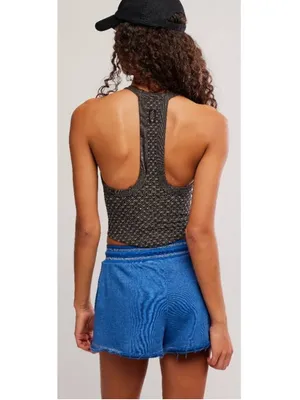 Free People NWT FP MOVEMENT All Clear V-Neck Jacquard Tank / Chocolate thumbnail 3