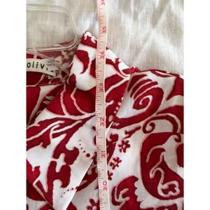 Alice + Olivia Shirt Dress Dress Womens S Red White Damask Flutter Sleeve thumbnail 4