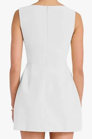 Amazon Women's Bodycon White Boat Neck Mini Dress thumbnail 3