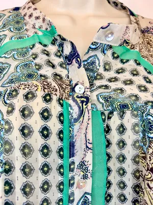 ee:Some Poet Balloon Sleeve Mixed Print Button Down Blouse Size L Paisley thumbnail 5