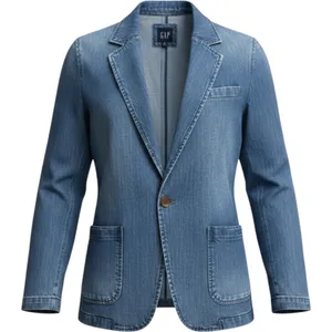 Gap Women 100% Cotton Denim Blazer XS Blue Single Button Notch Lapel Structured thumbnail 1