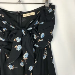 For Love and Lemons Black Tie‎ Front Blue Floral Strapless Mini Dress XS thumbnail 4