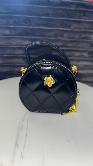 Mini Black Quilted Round Top Handle Bag 🌸 thumbnail 3