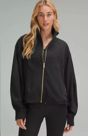 Lululemon Define Relaxed Fit Luon Full Zip Jacket Black Gold Size 10 NWT thumbnail 1