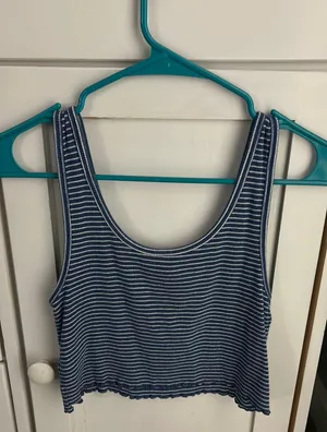 Aerie Blue and White Stripped Croptop thumbnail 3