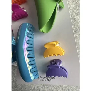 New Time And Tru Hair Claw Clip Lot of 2 Sets Colorful Retro Artsy Teacher Lg Sm thumbnail 3
