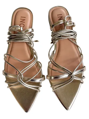 NEW INC International Concepts Ankle Wrap Sandals Gold Size 8 thumbnail 2