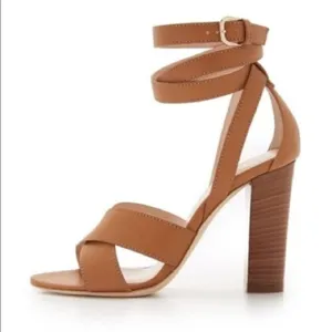 Club Monaco tan leather‎ wrap heels Size6.5 A21 thumbnail 1
