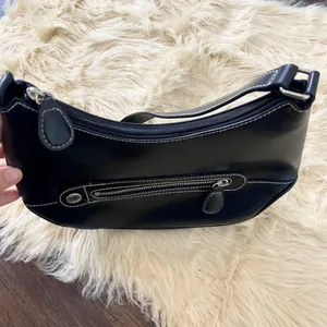 Vintage Y2K Tommy Hilfiger Black Silver Accent Stitching Hobo Shoulder bag thumbnail 6