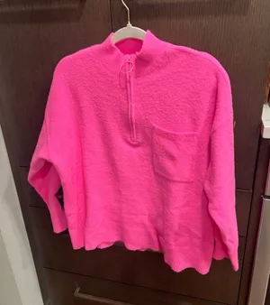 Lou & Grey neon pink quarter-zip pullover sweater women's large‎ thumbnail 1