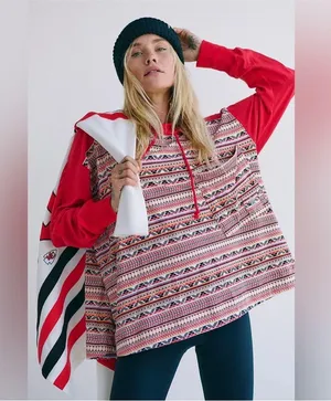 NWOT Free People Hot Shot Printed Hooded Layer thumbnail 1