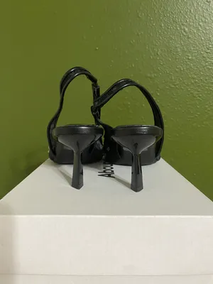 On 34th Baeley Womens Striped Knit Slingback Sandals Heels Black Size 6 thumbnail 4