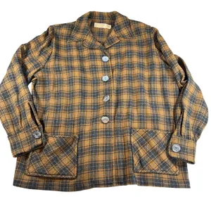 VTG Pendleton womens 49er jacket. Plaid brown, black, 1970s. Size L thumbnail 1