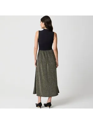 J CREW Black Gold Mockneck Mixed-Media Sparkle MIDI Dress Size XS NEW NWT thumbnail 4