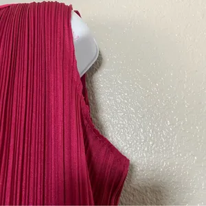 Vintage 20s Style Art Deco Artsy Pink Black Colorblock‎ Pleated Midi Dress 13/14 thumbnail 5