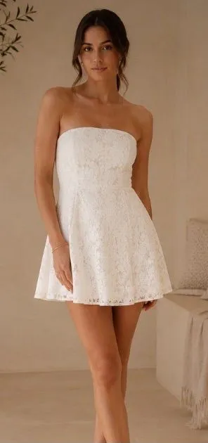 Altar’d State Lilia large Lace Bow Mini Dress White Strapless Bridal Brunch S thumbnail 1