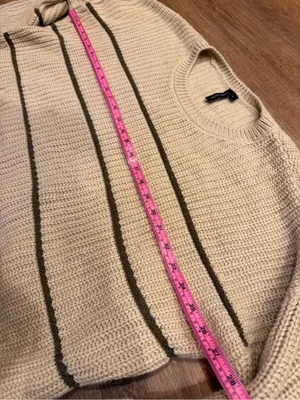 moon & madison Cream and Black Striped Scoop Neck Sweater thumbnail 5