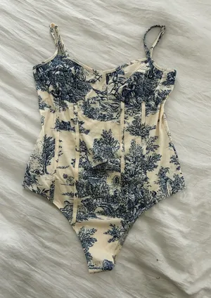 Cider Cream and Navy Toile One-Piece thumbnail 1