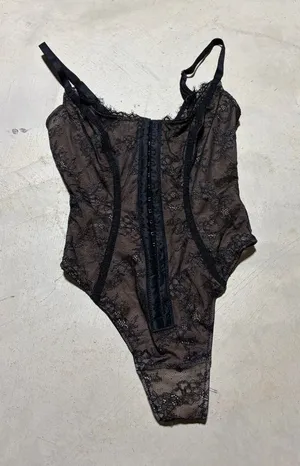 Shapellx Sheer Black Lace Bodysuit XS thumbnail 1